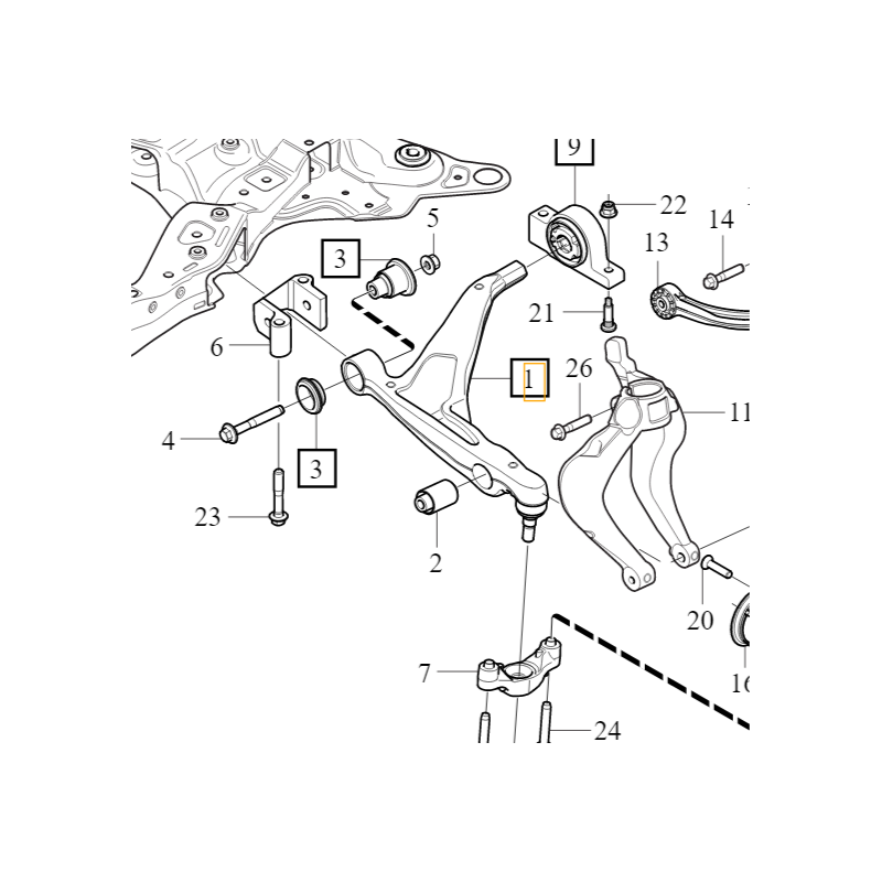 VOLVO XC60 XC90 II wahacz przedni prawy dolny kpl OE 32381880