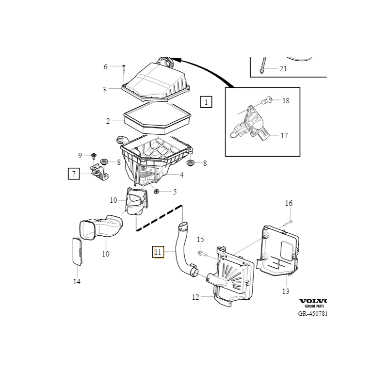 VOLVO S60 V60 V60CC rura przewód filtra powietrza OE