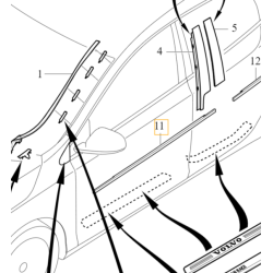 VOLVO V40 V40CC listwa zgarniajaca drzwi przednia lewa