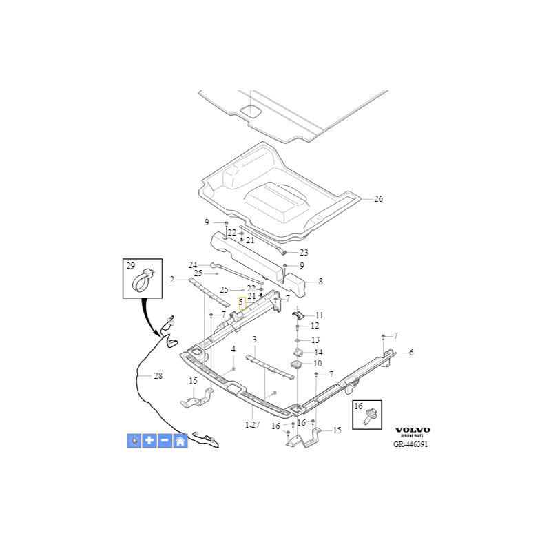 VOLVO XC60 II wspornik podłogi bagażnika lewy