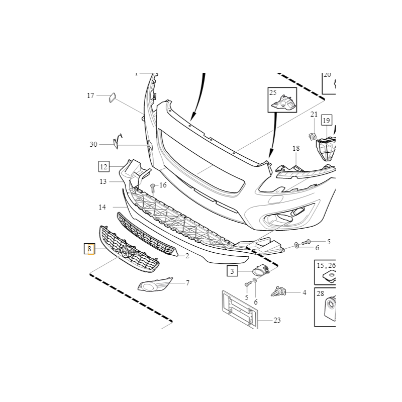 VOLVO C70 Lift grill atrapa chłodnicy zderzak przód 31290862 OE