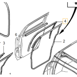 VOLVO V70 XC70 uszczelka prowadząca szybę drzwi tył lewy OE