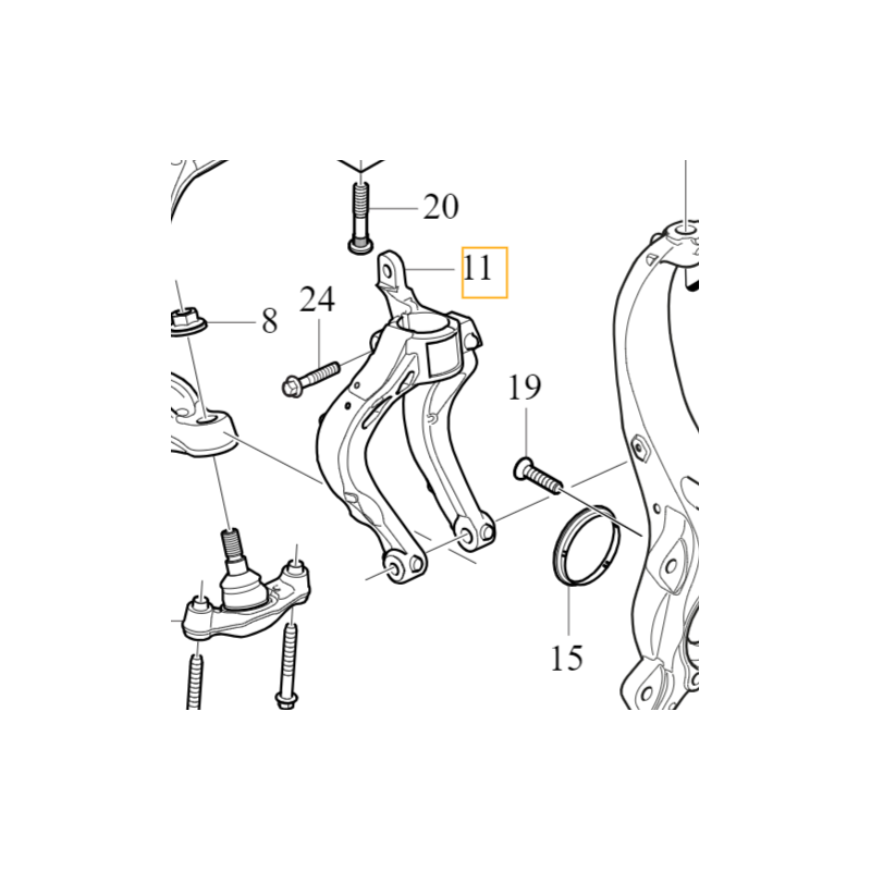 VOLVO S60 III V60 II prawe widełki uchwyt amortyzatora przód OE