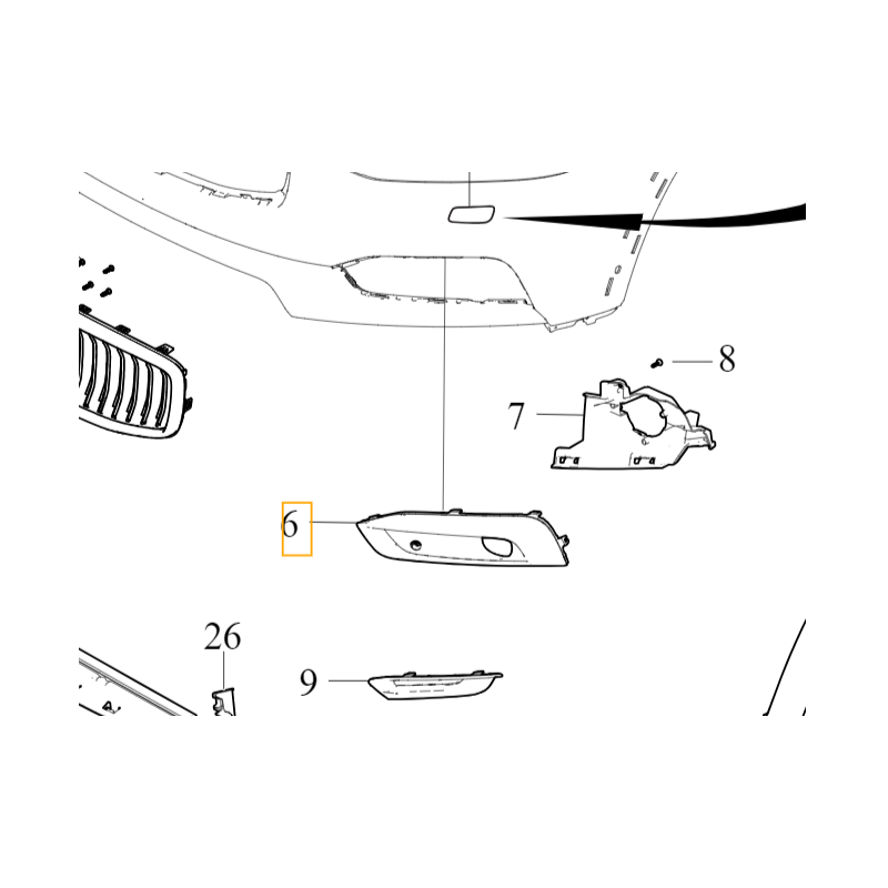 VOLVO V90CC lewa atrapa górna kratka zderzaka zaślepka OE