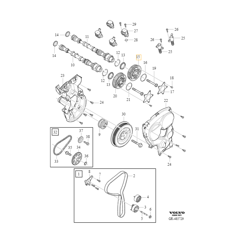 VOLVO S60 V60 S90 V90 XC40 XC60 XC90 koło zmiennych faz rozrządu ssący OE