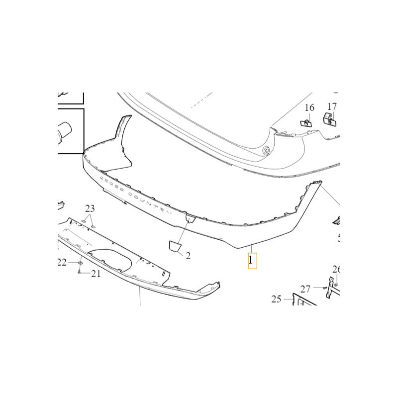 VOLVO V90CC listwa spoiler Cross Country zderzaka tył czarna OE