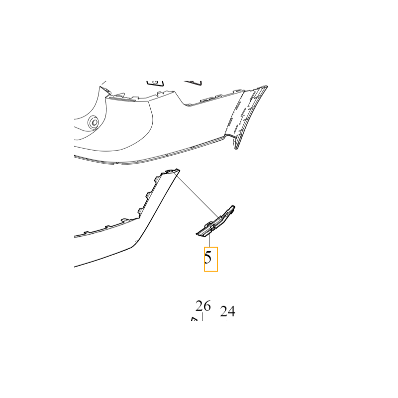 VOLVO V90CC prawy ślizg mocowanie listwy zderzaka tył OE