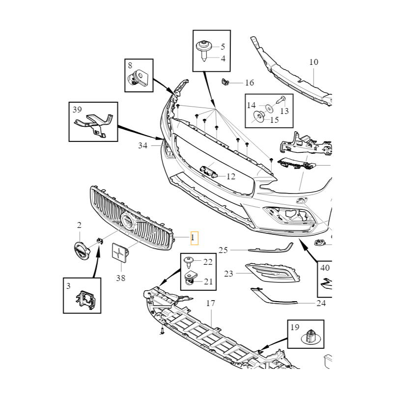 VOLVO S60 III grill atrapa czarny R-Design OE3236