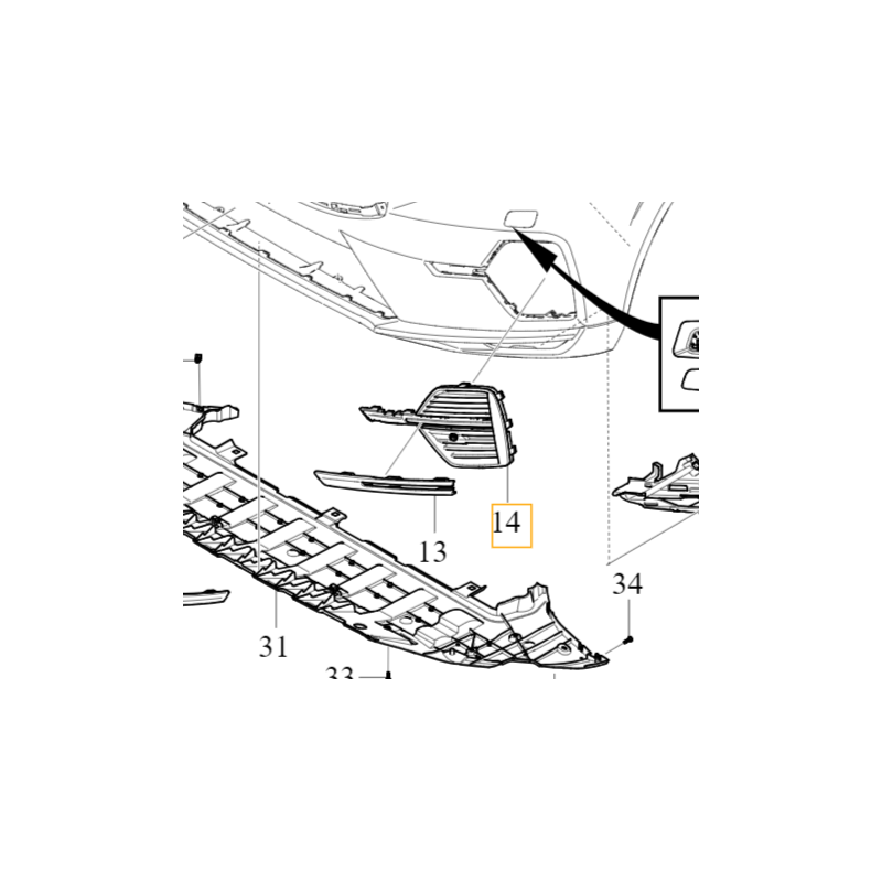 VOLVO XC60 II Plug-In lewa atrapa kratka zaślepka zderzaka przód OE