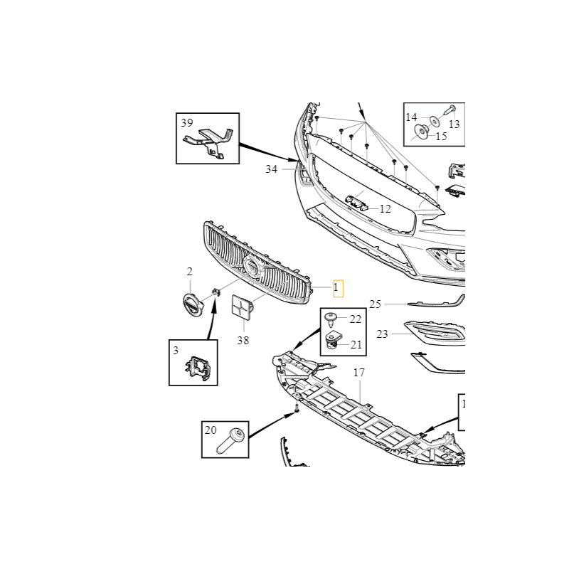VOLVO S60 V60 II oryginalny grill atrapa zderzak przód czarny OE 32368138
