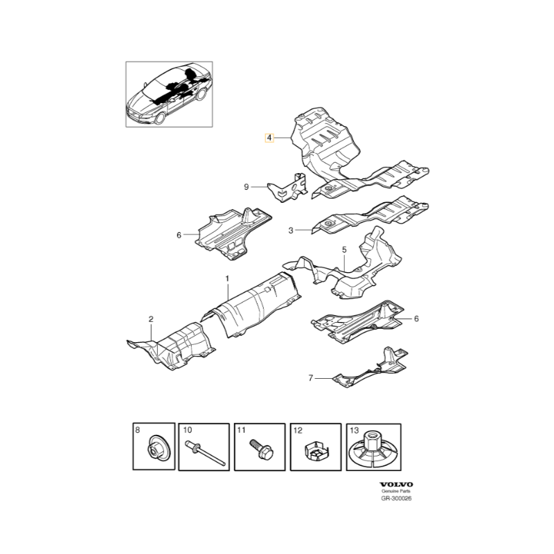 VOLVO S80 V70 XC70 osłona termiczna wydechu tył OE 30793512