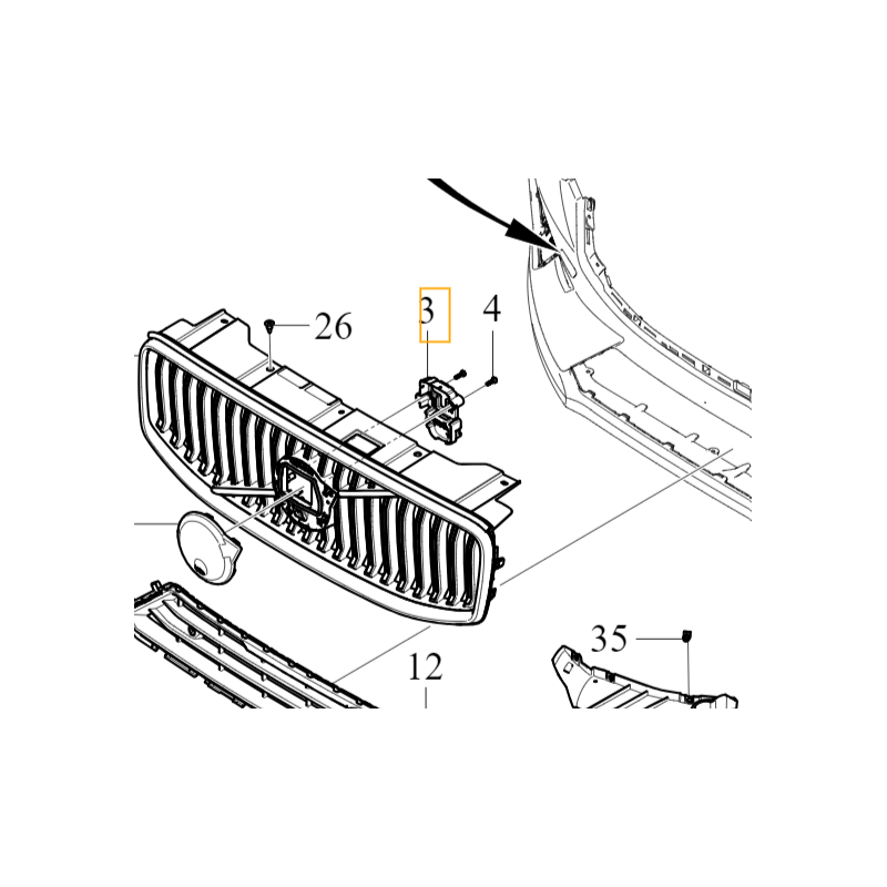 VOLVO XC60 II wspornik kamery radaru klips atrapy zderzaka przód OE