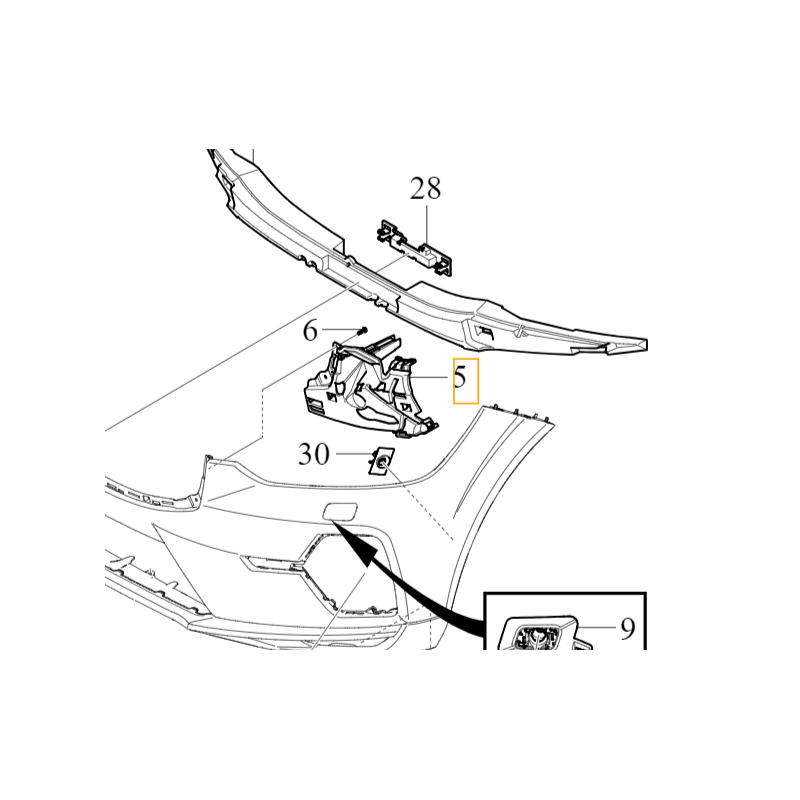 VOLVO XC60 II lewy ślizg mocowanie wspornik zderzaka przód OE