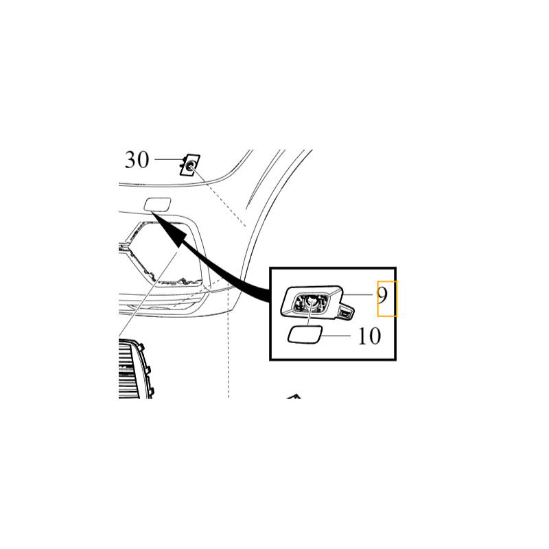 VOLVO XC60 II prawy wspornik mocowanie spryskiwacza lampy zderzak przód OE