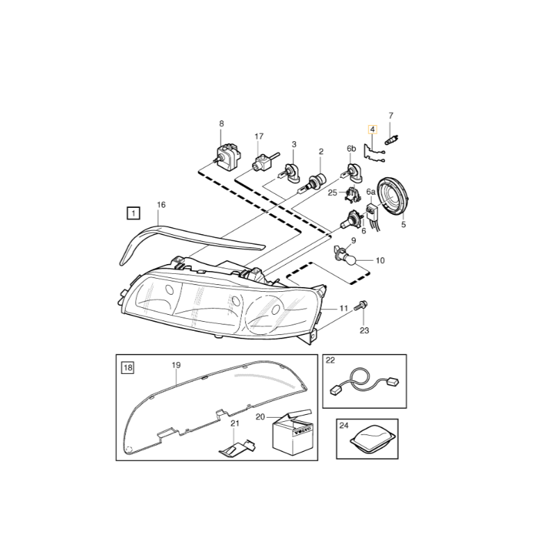 VOLVO S60 S80 V70 XC70 XC90 sprezynka mocowanie żarówki lampy OE 9178535