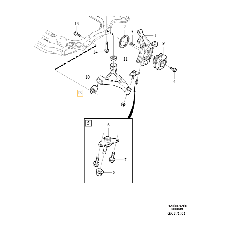 VOLVO XC90 I przednia tuleja wahacza przód cukierek OE 31277881