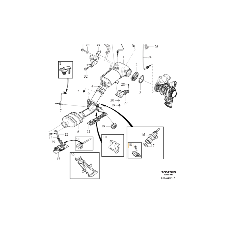 VOLVO V60 S90 V90 XC40 XC60 XC90 II obejma wtrysku AdBlue OE 32139790