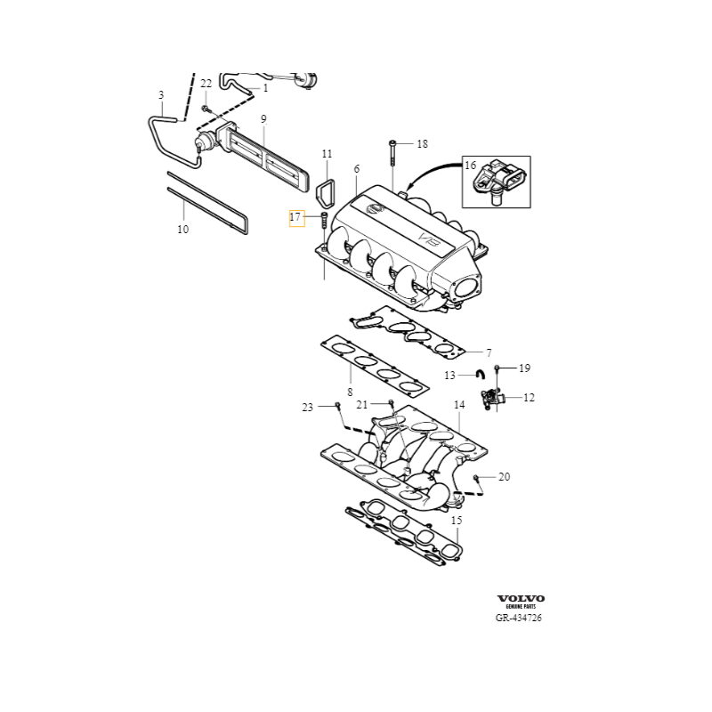 VOLVO S80 XC90 I śruba M7x23 kolektora ssącego 4.4 V8 B8444S OE 30741312