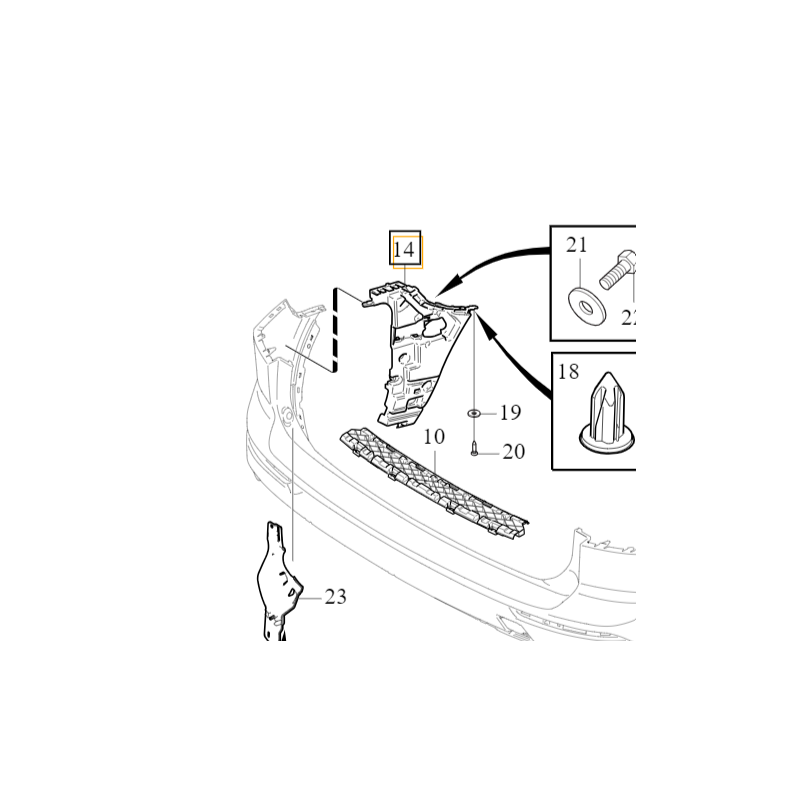 VOLVO XC60 II prawy ślizg mocowanie wspornik zderzaka tył OE