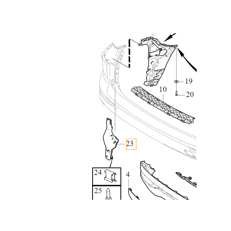 VOLVO XC60 II ślizg mocowanie wspornik zderzaka tył OE