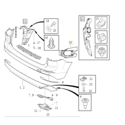 VOLVO XC60 II ślizg wspornik modułu BLIS zderzaka tył prawy OE