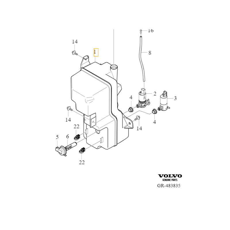 VOLVO C40 XC40 zbiornik płynu spryskiwaczy OE 32229651