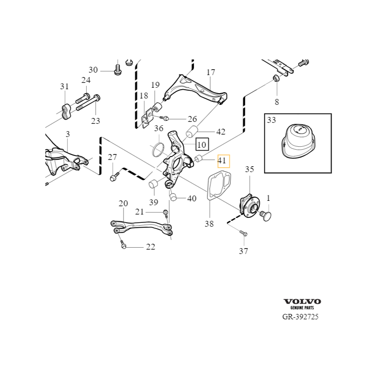 VOLVO XC90 I tuleja zwrotnicy ramy zawieszenia tył OE 8672223