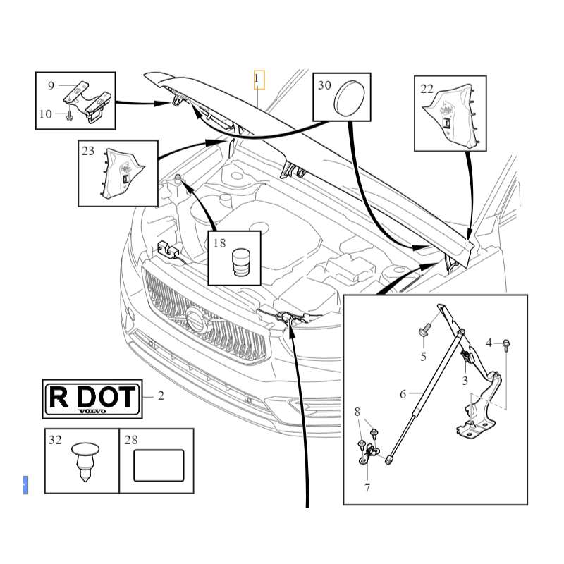 VOLVO C40 XC40 oryginalna maska pokrywa silnika nowa OE