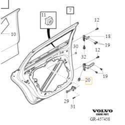 VOLVO oryginalna śruba oporowa drzwi tył M8x15 OE 30622599