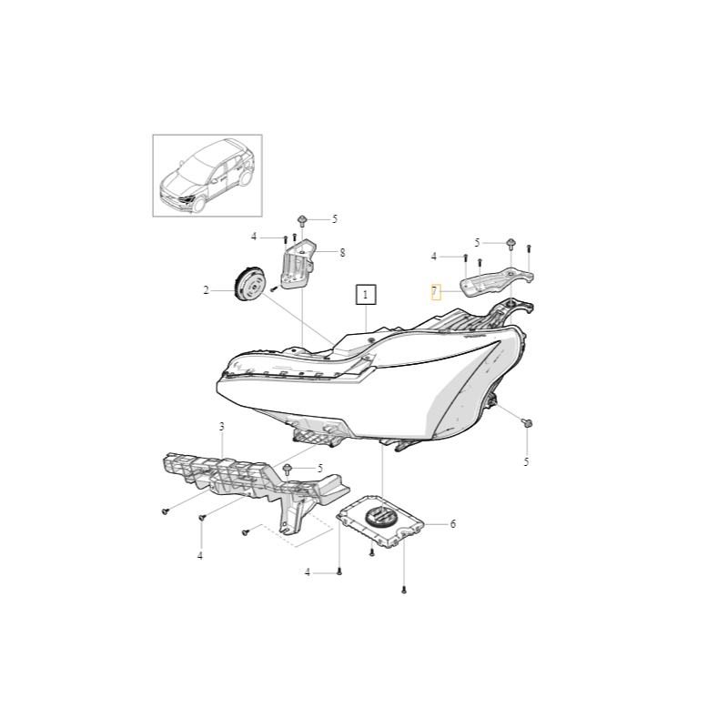 VOLVO EX30 wspornik reflektora prawy OE 80016774