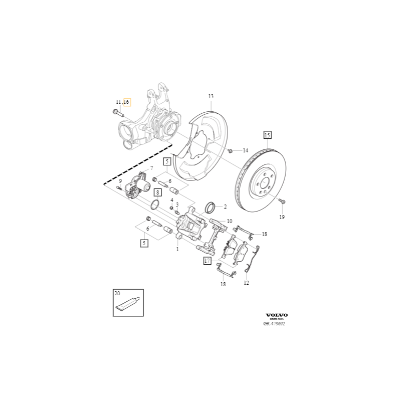 VOLVO śruba kolnierzowa hamulca tylnego koła M12x50 OE 30640777