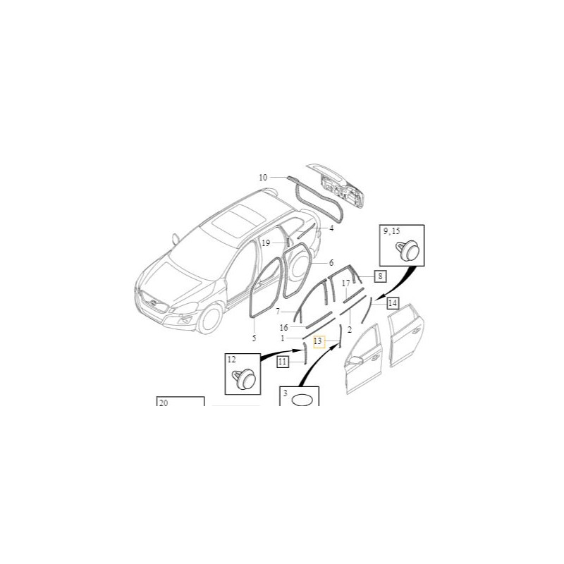 VOLVO XC60 oryginalna listwa uszczelniajaca lewa l OE 30762361