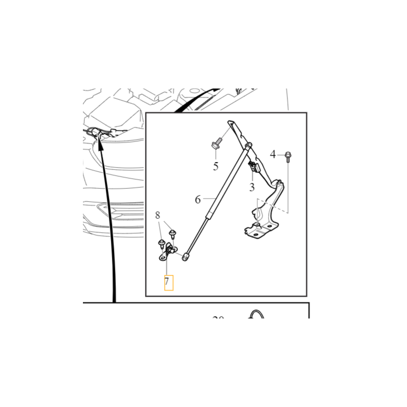 VOLVO S60 V60 S90 V90 XC40 XC60 II uchwyt mocowanie siłownika maski OE