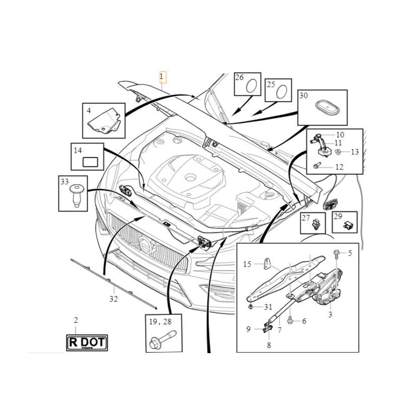 VOLVO S60 III V60 V60CC II oryginalna maska pokrywa silnika nowa OE