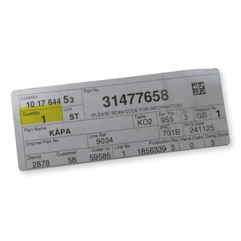 VOLVO C40 XC40 prawa obudowa podstawy lusterka zewnętrznego OE 31477658