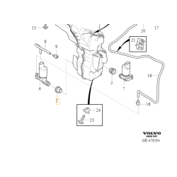 VOLVO S60 V60 XC60 II uszczelka pompki spryskiwaczy OE