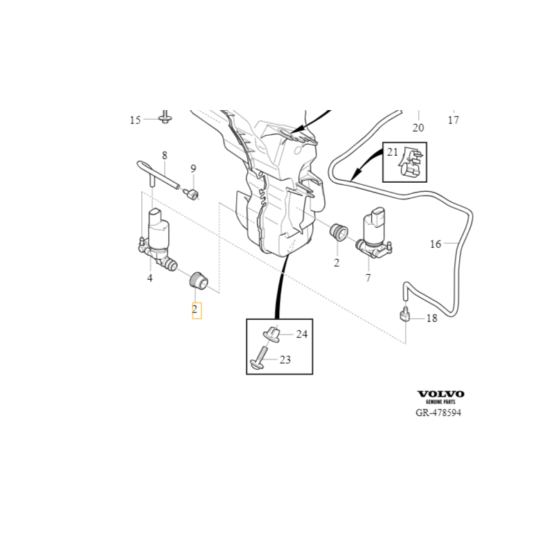 VOLVO S60 V60 XC60 II uszczelka pompki spryskiwaczy OE