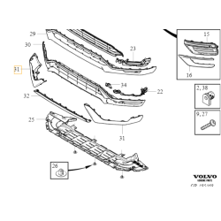 VOLVO XC90 II oryginalna lewa listwa spoilera zderzak przód R-Design OE