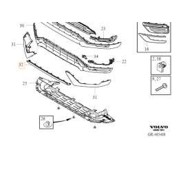 VOLVO XC90 II oryginalna środkowa listwa spoilera zderzak przód R-Design OE