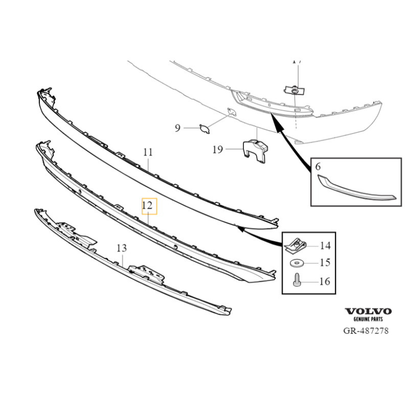 VOLVO XC90 II listwa dokladka spoiler zderzak tył czarny połysk R-Design OE