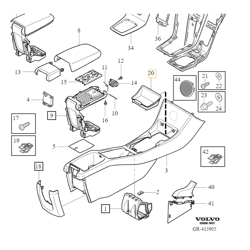 VOLVO V40 V40CC box wykładzina schowka tunelu środkowego OE 1302313