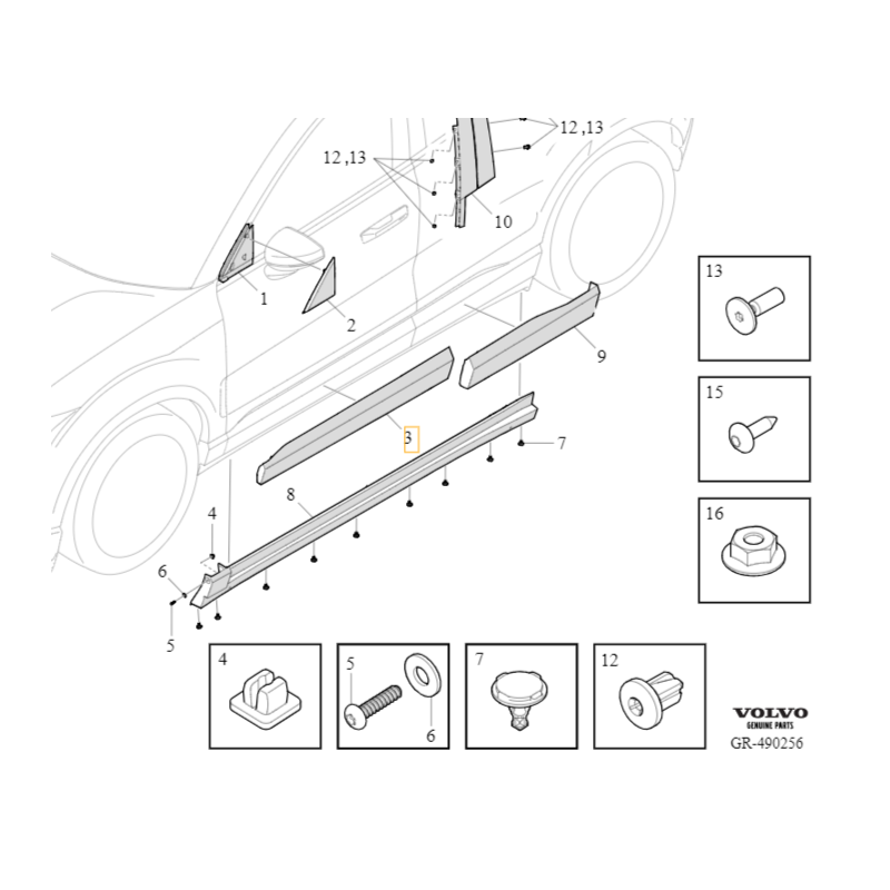 VOLVO EX30 listwa ozdobna nakładka drzwi prawy przód czarna OE