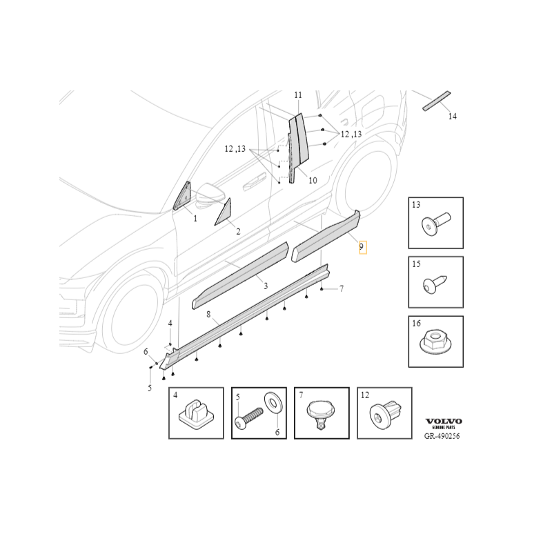 VOLVO EX30 listwa ozdobna nakładka drzwi prawy tył czarna OE
