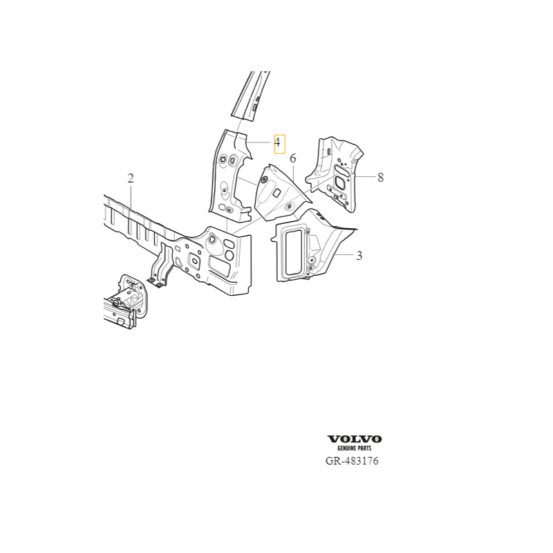 VOLVO XC60 II wzmocnienie karoserii tył rynienka lewa OE 32353966