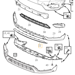 VOLVO XC40 listwa dolna ozdobna srebrna zderzak przód OE 31407946