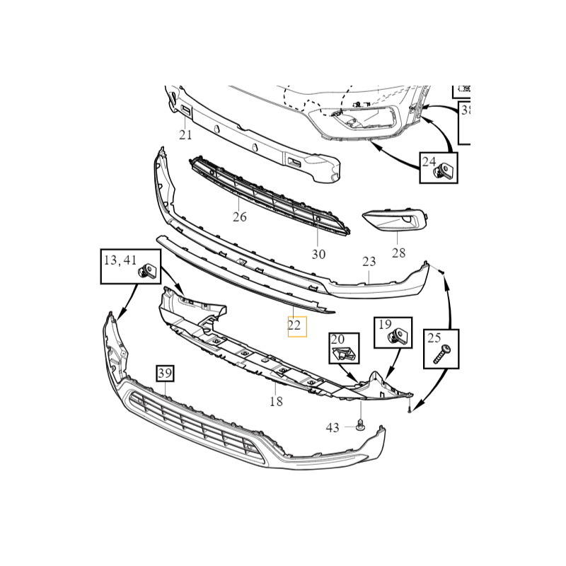 VOLVO XC40 listwa dolna ozdobna srebrna zderzak przód OE 31407946