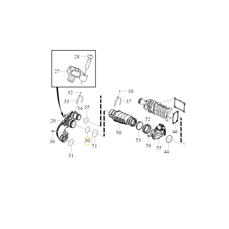 VOLVO XC90 XC60 S90 V90 S60 V60 uszczelka przewodu doładowania kompresora OE 31657726