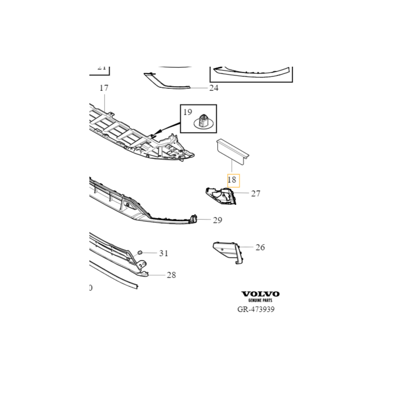VOLVO S60 III V60 V60CC II listwa prowadnica zderzak przód OE 31690263