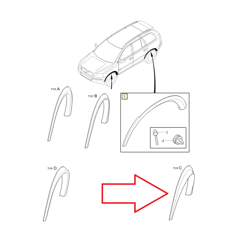 VOLVO XC90 I tylna prawa owiewka błotnika OE 39882662