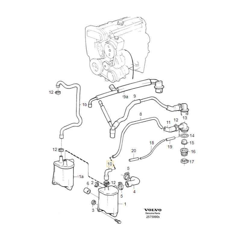 VOLVO 850 kołanko przewód odmy 2.0, 2.3, 2.5 OE 9146489